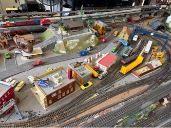 HO trains and layout, track,power supplies, accessories all for $550