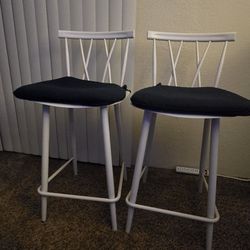 Two White Bar Stools