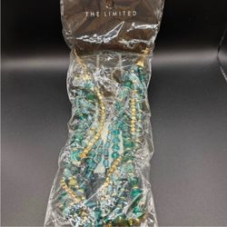 NEW IN PACKAGE: The Limited Teal & Gold Multi-Strand Beaded Necklace