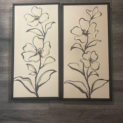 Set of 2 Minimalist Floral Wall Art 