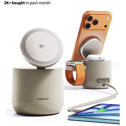 New Sealed-4 in 1 Magsafe Wireless Charging Station, Qi2 15W Magsafe Charger MFI Certified by Apple for iPhone 17/16/15/14/13/12 Series iWatch Airpods