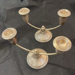 Vintage Empire Sterling Silver 2-Light Candelabras (Matching Pair)