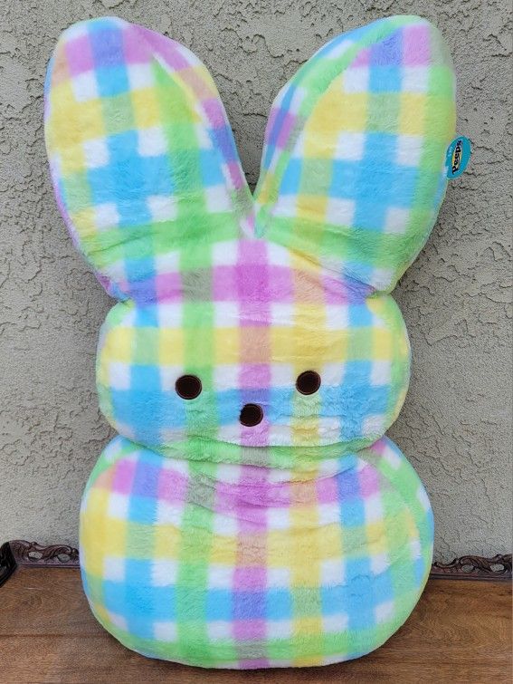 PEEPS Rainbow Plaid Jumbo Plush Bunny 36"in