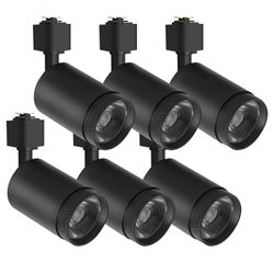 10W LED Track Lighting Heads – L-Type Adjustable Ceiling Spotlights, 3000K/4000K/5700K, Flicker-Free CRI90+ (6-Pack) – Black Track Light Fixtures for 