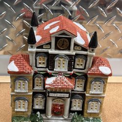 Vintage 1994 Victorian Christmas Village City Hall Light Up With Plug