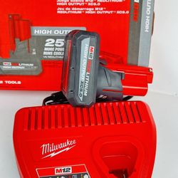 Milwaukee M12 12-Volt Lithium-Ion XC High Output 5.0 Ah Battery Pack with Charger Starter Kit