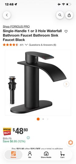 Forious Pro Black Waterfall Bathroom Faucet