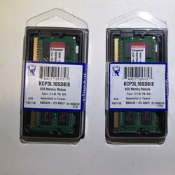 DDR3L (2) - 8 Gig Laptop Ram NEW