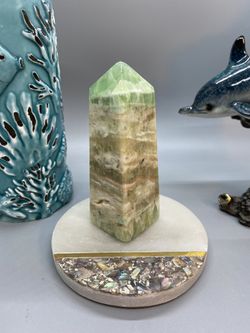 256 Gram Caribbean Pistachio Calcite Stone Obelisk Point Crystal Specimen