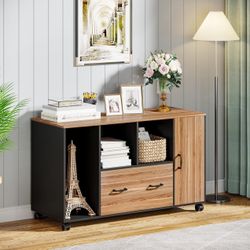 Mobile File Cabinet with Drawer and Door