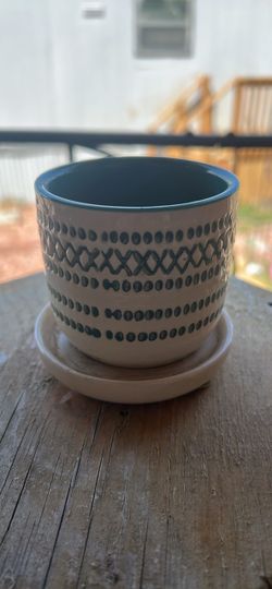 Patterned 3” Ceramic Planter with Saucer