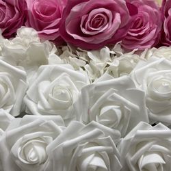 Shades of Pink Roses & White Hydrangeas Silk Flowers 20 count