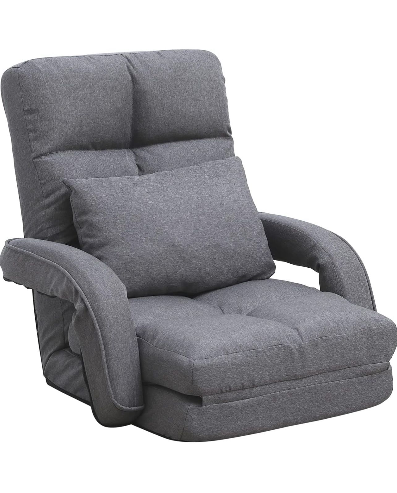 Brand New In The Box- Indoor Floor Chair with Armrest and Pillow Folding Chaise Lounge Sofa 14-Position Adjustable Comfy Gaming Recliner Chair Padded