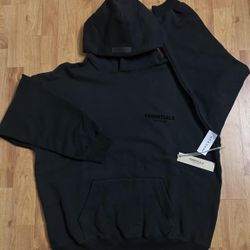 essentials hoodie black size small