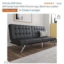 Black Faux Leather Futon