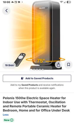 PELONIS 16-Inch Ceramic Space Heater with Remote for Bedroom, Indoor Use
Portable for bedroom, home and for office under desk