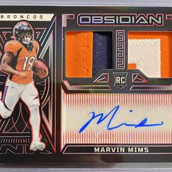 2023 Obsidian Marvin Mims Rookie RPA /8 Ink Electric Etch Red Dual Patch Broncos