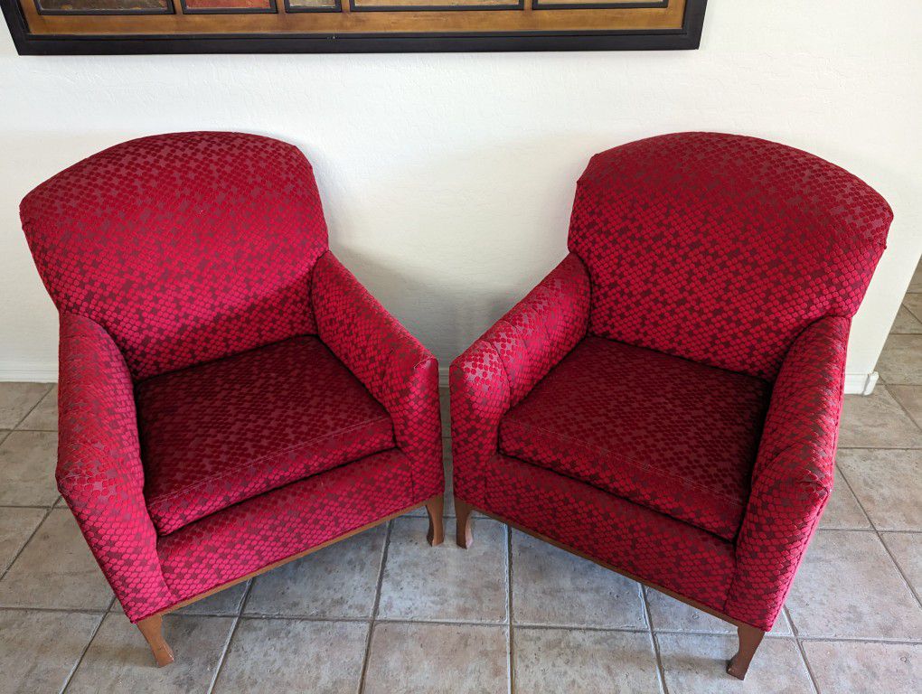 Matching Cushioned Red Chairs (Very Comfy) 