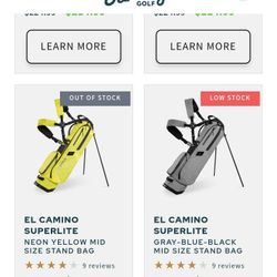 Sunday Golf El Camino Super Lite Stand Bag – NEW w/ Tags