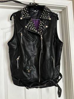 Punk Faux Leather Vest With Belt