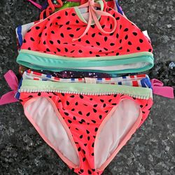 Lot Of 3 Bikini Tops & Bottoms Size 10-12 Girls