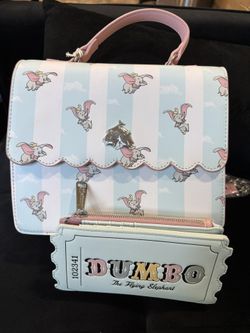 Loungefly Dumbo Circus Tent Blue And Pink Crossbody And Wallet 