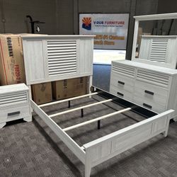 White Farmhouse Queen Bedroom Set 
