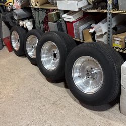 15 Inch Center Lines And Tires Chevy Pattern  With Lug Nuts  1/2” Studs 