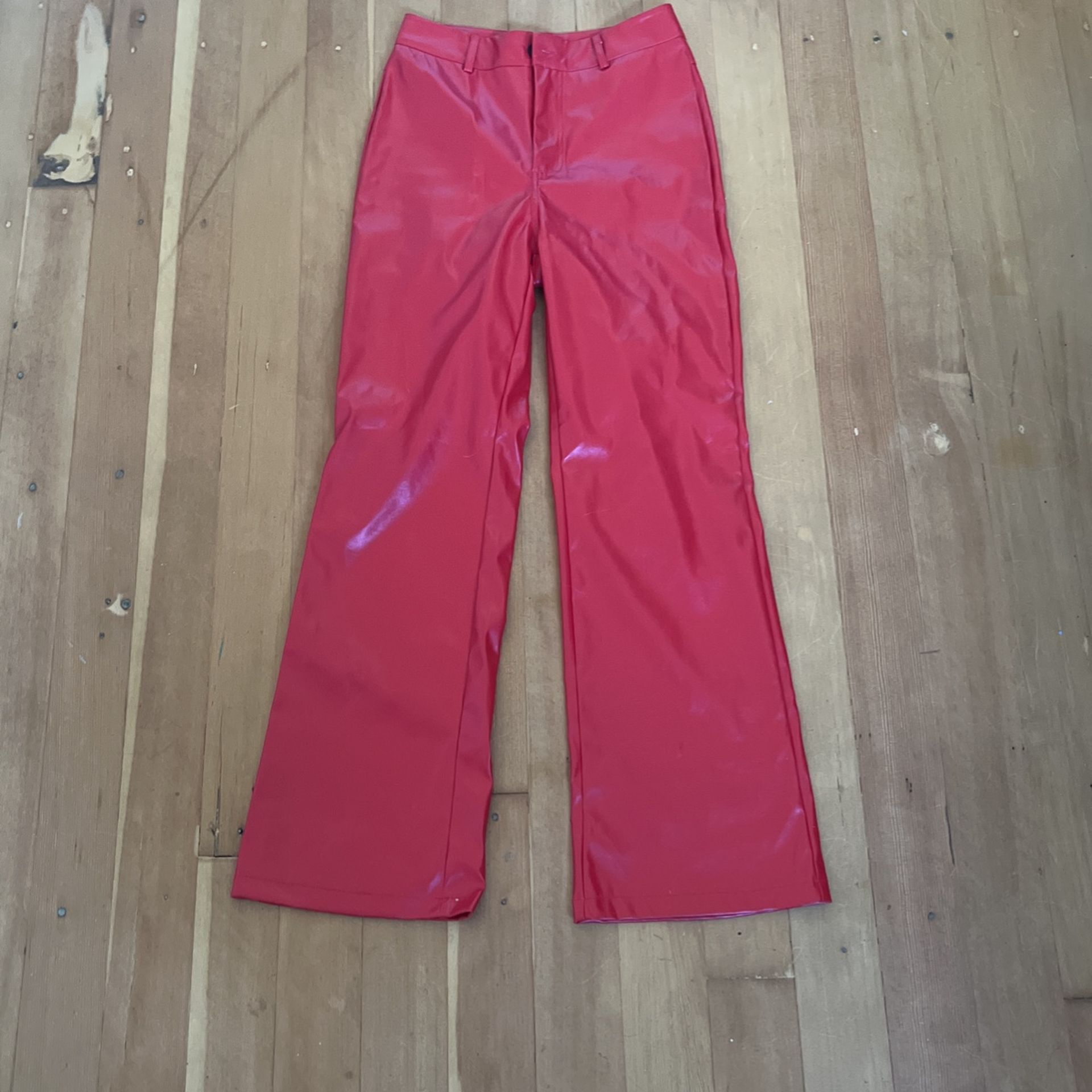 Faux Leather Red Pants