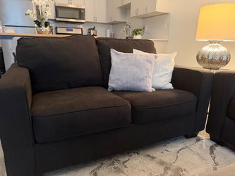 Charcoal love seat couch