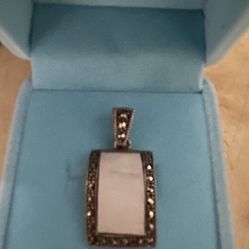 Pendant Mother Of Pearl, Marquisite, 925 Silver 