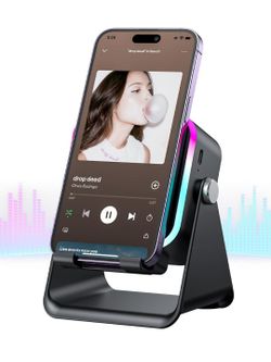 Induction Speaker 5-in-1 Bluetooth Audio for iPhone Android with Phone Stand, Adjustable Desktop Phone Holder with Charger
