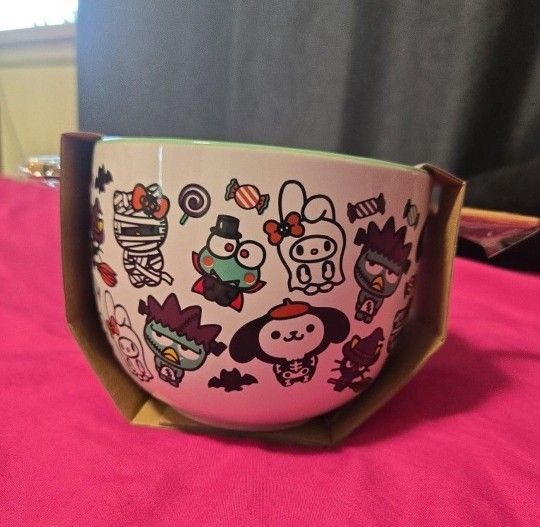 Hello Kitty Ceramic Bowl With Chopsticks Halloween
