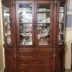 Antique Wooden With Glass Cabin / Shelf - obo