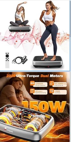 Vibration Plate Exercise Machine for Lymphatic Drainage, EvoSpark Dual Motor Vibration Plates for Weight Loss 450 Lbs Capacity, 120 Levels Full Body W