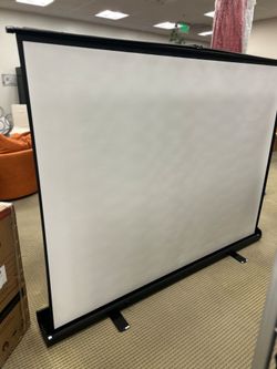 Portable Pull-Up Projector Screen 80"x60" Floor Standing w/ Built-In Case(84") - Black