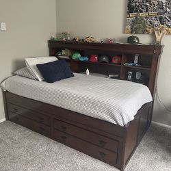 Twin Bed With Storage 2 Large Drawers And Under Storage Doors 