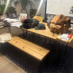 Boho Reclaimed Wood Dining Table & Bench