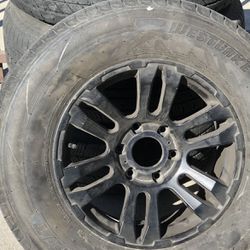 Chev rims 6 lug Black color $300  tires ok condition 