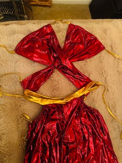 Wicked Chamber Metallic Red Gold Cross Halter Genie Pants Costume Set 2 Pc Medium