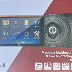 Dual Electronics XVM279SPK2 7 inch Car Stereo Bundle with 6.5" Speakers, Double Din, Bluetooth, New