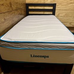 Twin Size Metal Frame With Mattress (CASH ONLY)