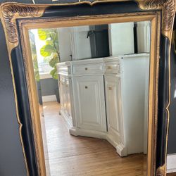 Vintage Black Gold Mirror 