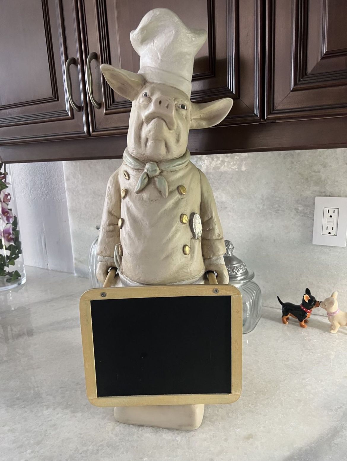 Ceramic Chef Pig With Chalkboard Decorating