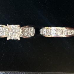 Platinum Ladies Wedding Ring  Set 3.17 Ct Total 