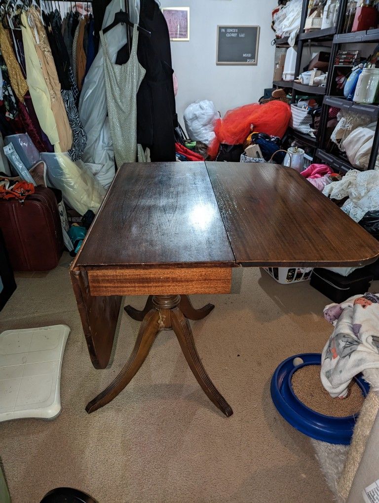 *Project* Vintage Wood Leaf Dining Table With Drawer