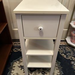 Side Table Living Room, Narrow End Table with Drawer and Shelf, 3-Tier Sofa End Table for Small Space, White, Nightstand, Storage, Kids’ Room