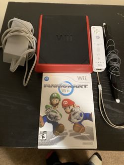 Nintendo Wii Mini Red Console with Sensor Bar & Controller & Mario Kart