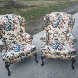 Vintage wing back chairs $75 Obo for both they are In good condition no stains or rips