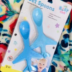 🍼💙6+ Months Jacent VIP Baby Club Spoons, Jet, 2 Each